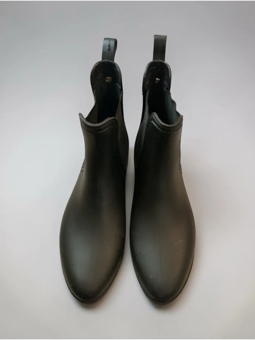 🌸Catharine Malandrino Black Chelsea Rain Ankle Boots - Sleek Waterproof Pull-On